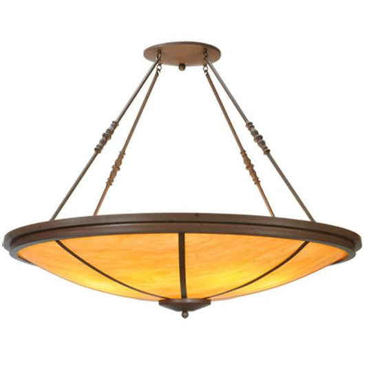 Meyda Lighting Commerce 48" 8-Light Cafe Noir Inverted Pendant Light With Amber Quartz Idalight Shade Glass
