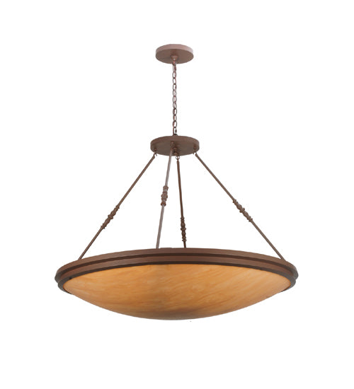 Meyda Lighting Commerce 48" 8-Light Cafe Noir Inverted Pendant Light With Amber Quartz Shade