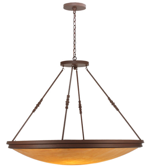 Meyda Lighting Commerce 48" 8-Light Cafe Noir Inverted Pendant Light With Amber Quartz Shade