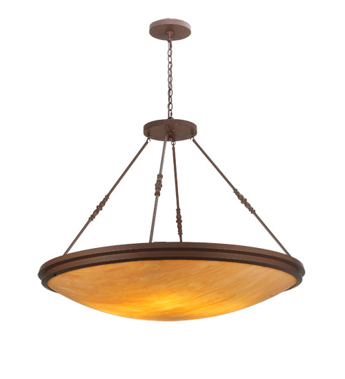 Meyda Lighting Commerce 48" 8-Light Cafe Noir Inverted Pendant Light With Amber Quartz Shade