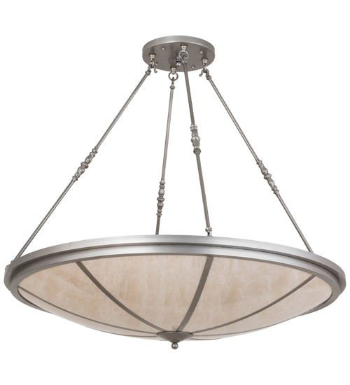 Meyda Lighting Commerce 48" 8-Light Nickel Inverted Pendant Light With Beige Fleshtone Idalight Shade Glass