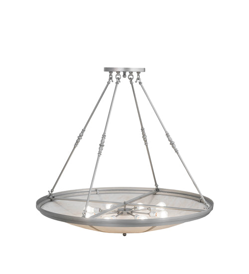Meyda Lighting Commerce 48" 8-Light Nickel Inverted Pendant Light With Beige Fleshtone Idalight Shade Glass