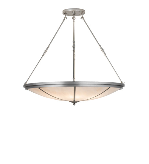 Meyda Lighting Commerce 48" 8-Light Nickel Inverted Pendant Light With Beige Fleshtone Idalight Shade Glass