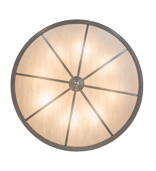 Meyda Lighting Commerce 48" 8-Light Nickel Inverted Pendant Light With Beige Fleshtone Idalight Shade Glass