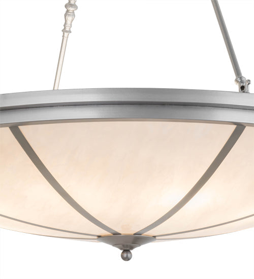 Meyda Lighting Commerce 48" 8-Light Nickel Inverted Pendant Light With Beige Fleshtone Idalight Shade Glass