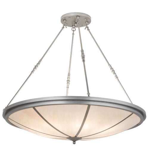 Meyda Lighting Commerce 48" 8-Light Nickel Inverted Pendant Light With Beige Fleshtone Idalight Shade Glass