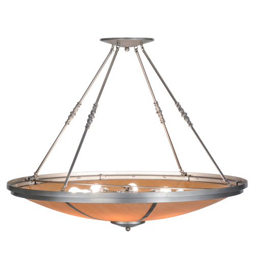 Meyda Lighting Commerce 48" 8-Light Nickel Semi-flush Mount Ceiling Light With Amber Botticino Idalight Shade
