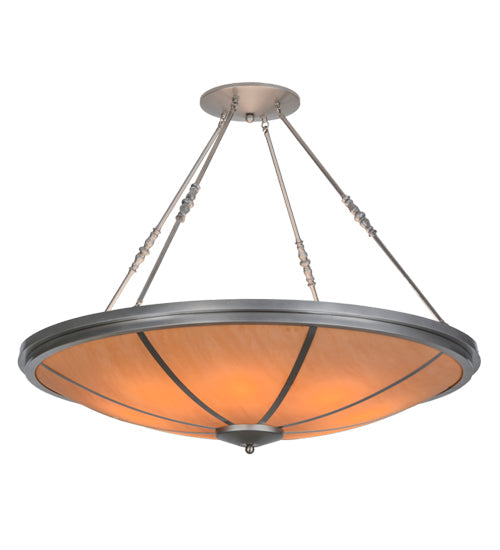 Meyda Lighting Commerce 48" 8-Light Nickel Semi-flush Mount Ceiling Light With Amber Botticino Idalight Shade