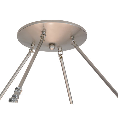 Meyda Lighting Commerce 48" 8-Light Nickel Semi-flush Mount Ceiling Light With Amber Botticino Idalight Shade