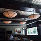 Meyda Lighting Commerce 49" 6-Light Reticulated Black Jackson Inverted Pendant Light With Beige Fleshtone Idalight Shade