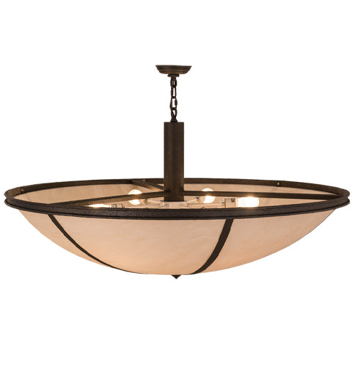 Meyda Lighting Commerce 49" 6-Light Reticulated Black Jackson Inverted Pendant Light With Beige Fleshtone Idalight Shade