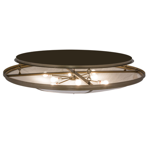 Meyda Lighting Commerce 60" 8-Light Brown Metallic Flush Mount Light With Whitestone Idalight Shade Glass