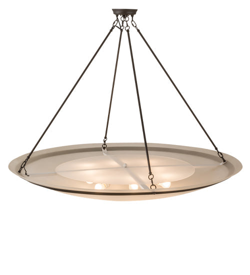 Meyda Lighting Commerce 60" 8-Light Oil Rubbed Bronze Inverted Pendant Light With White Statuario Idalight Shade Glass