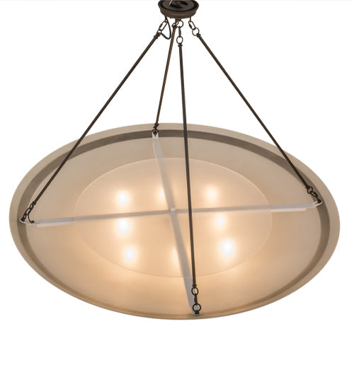 Meyda Lighting Commerce 60" 8-Light Oil Rubbed Bronze Inverted Pendant Light With White Statuario Idalight Shade Glass