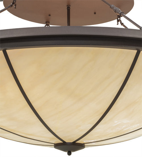 Meyda Lighting Commerce 72" 8-Light Cafe Noir Semi-flush Mount Ceiling Light With Whitestone Idalight Shade Glass