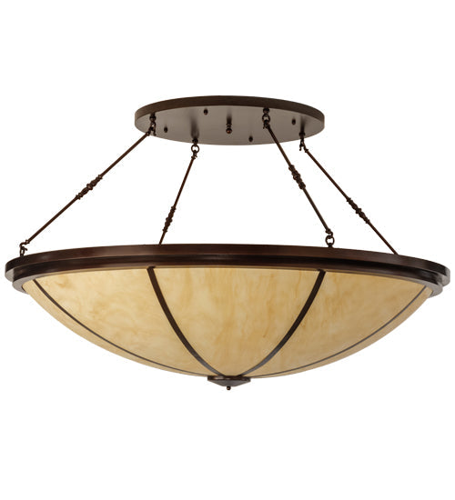 Meyda Lighting Commerce 72" 8-Light Copper Vein Semi-flush Mount Ceiling Light With Tawnyrock Idalight Shade Glass