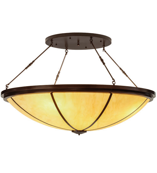 Meyda Lighting Commerce 72" 8-Light Copper Vein Semi-flush Mount Ceiling Light With Tawnyrock Idalight Shade Glass