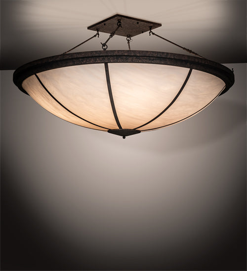 Meyda Lighting Commerce 72" 8-Light Rococco Semi-flush Mount Light With Beige Fleshtone Idalight Shade