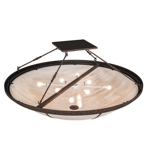 Meyda Lighting Commerce 72" 8-Light Rococco Semi-flush Mount Light With Beige Fleshtone Idalight Shade