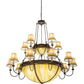 Meyda Lighting Commerce 74" 24-Light 2-Tier Mahogany Bronze Sportsman Chandelier With Beige Travertine Idalight Shade Glass