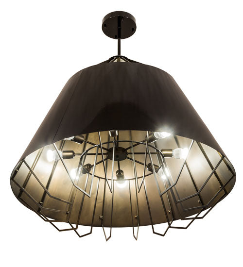 Meyda Lighting Complejo 44" 8-Light Mirror Black & Antique Copper Pendant Light
