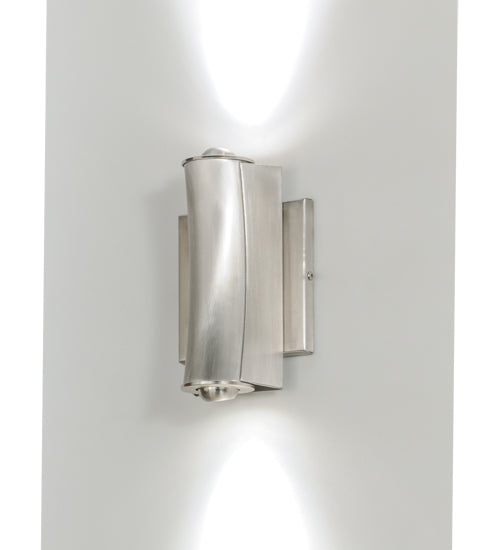 Meyda Lighting Concave 4" 2-Light LED Brushed Stainless Steel Wall Sconce