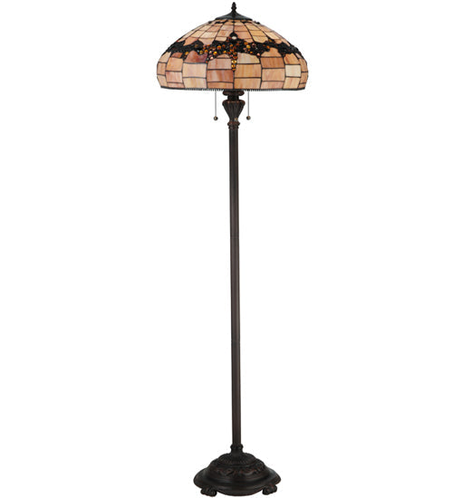 Meyda Lighting Concord 67" 3-Light Mahogany Bronze Floor Lamp With Multi-Colored Shade Glass