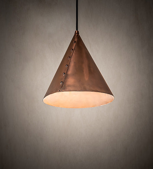 Meyda Lighting Cone 10" Vintage Copper Rivet Pendant Light