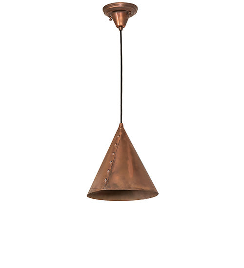 Meyda Lighting Cone 10" Vintage Copper Rivet Pendant Light