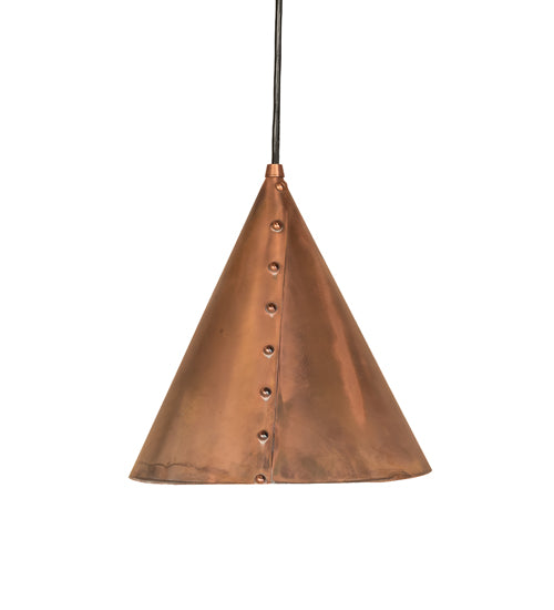 Meyda Lighting Cone 10" Vintage Copper Rivet Pendant Light