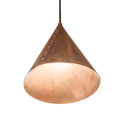 Meyda Lighting Cone 10" Vintage Copper Rivet Pendant Light