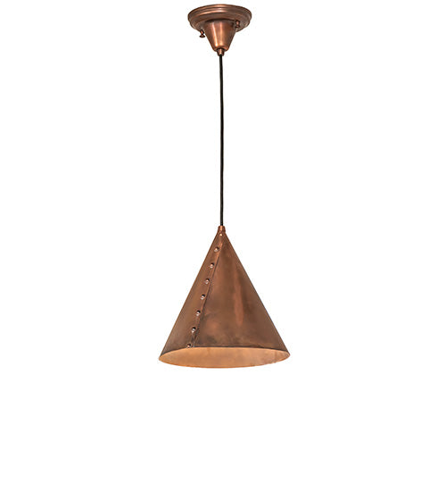 Meyda Lighting Cone 10" Vintage Copper Rivet Pendant Light