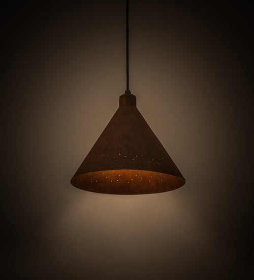 Meyda Lighting Cone 12" Hand Painted Rust Constellation Pendant Light