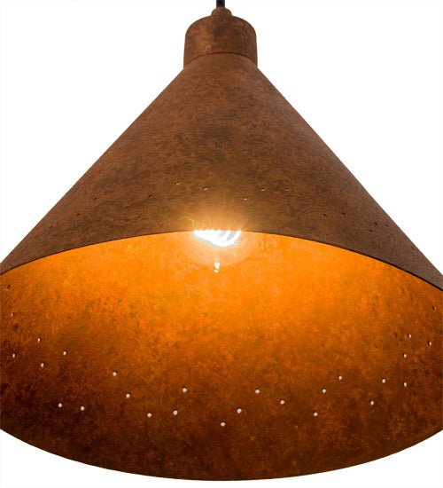 Meyda Lighting Cone 12" Hand Painted Rust Constellation Pendant Light