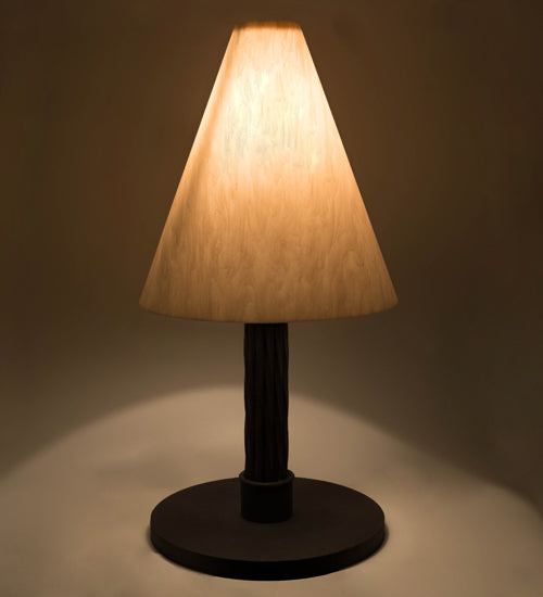 Meyda Lighting Cone 17"W x 37"H Reticulated Black Mosset Table Lamp With Beige Fleshtone Idalight Shade
