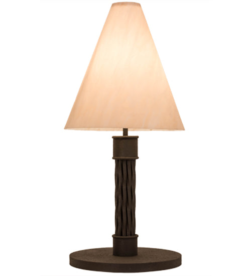 Meyda Lighting Cone 17"W x 37"H Reticulated Black Mosset Table Lamp With Beige Fleshtone Idalight Shade