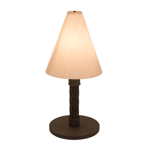 Meyda Lighting Cone 17"W x 37"H Reticulated Black Mosset Table Lamp With Beige Fleshtone Idalight Shade