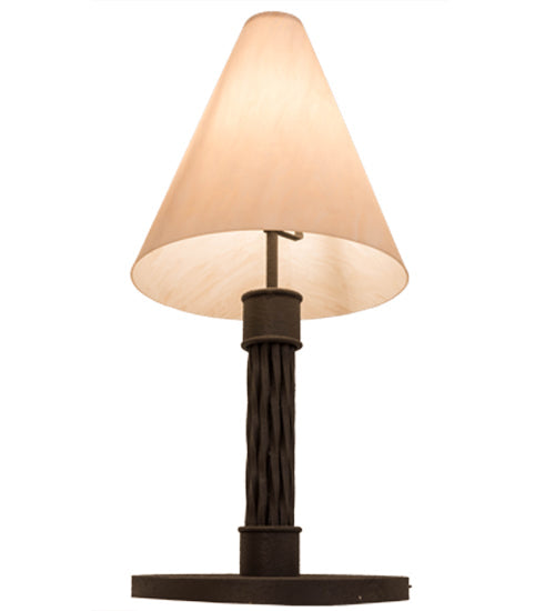 Meyda Lighting Cone 17"W x 37"H Reticulated Black Mosset Table Lamp With Beige Fleshtone Idalight Shade