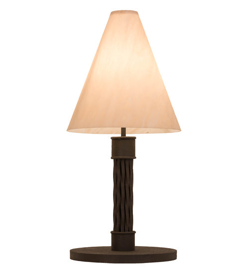 Meyda Lighting Cone 17"W x 37"H Reticulated Black Mosset Table Lamp With Beige Fleshtone Idalight Shade