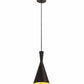 Meyda Lighting Cone 7" Black Mini Pendant Light With Black & Gold Shade
