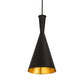 Meyda Lighting Cone 7" Black Mini Pendant Light With Black & Gold Shade