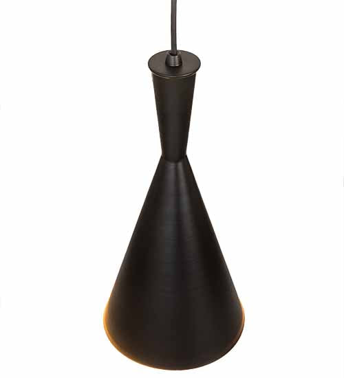 Meyda Lighting Cone 7" Black Mini Pendant Light With Black & Gold Shade