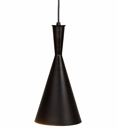 Meyda Lighting Cone 7" Black Mini Pendant Light With Black & Gold Shade