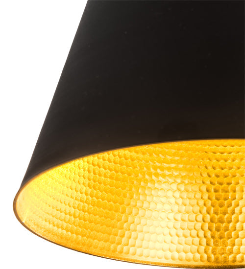 Meyda Lighting Cone 7" Black Mini Pendant Light With Black & Gold Shade