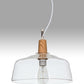 Meyda Lighting Confection 12" White & Natural Wood Pendant Light With Clear Shade Glass