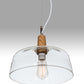 Meyda Lighting Confection 12" White & Natural Wood Pendant Light With Clear Shade Glass