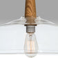 Meyda Lighting Confection 12" White & Natural Wood Pendant Light With Clear Shade Glass