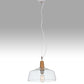 Meyda Lighting Confection 12" White & Natural Wood Pendant Light With Clear Shade Glass