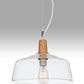 Meyda Lighting Confection 12" White & Natural Wood Pendant Light With Clear Shade Glass