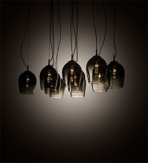 Meyda Lighting Conglomerate 44" 10-Light Pewter Pendant Light With Black To Clear Gradient Shade Glass